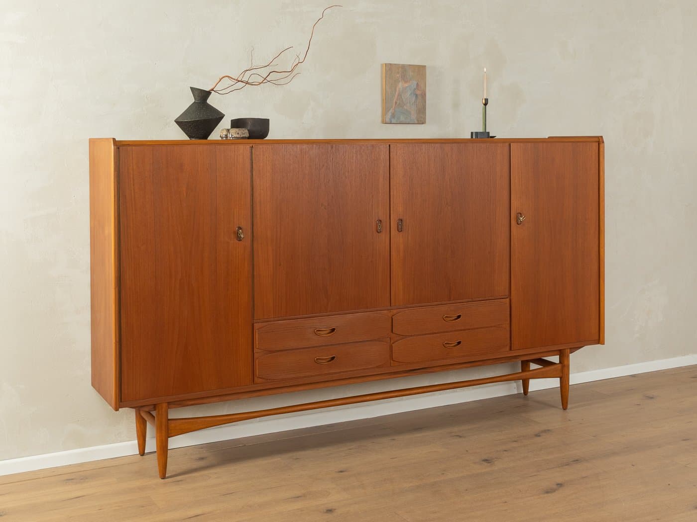 Highboard skandynawski, brązowy, teak, Niemcy, lata 60. - 285848