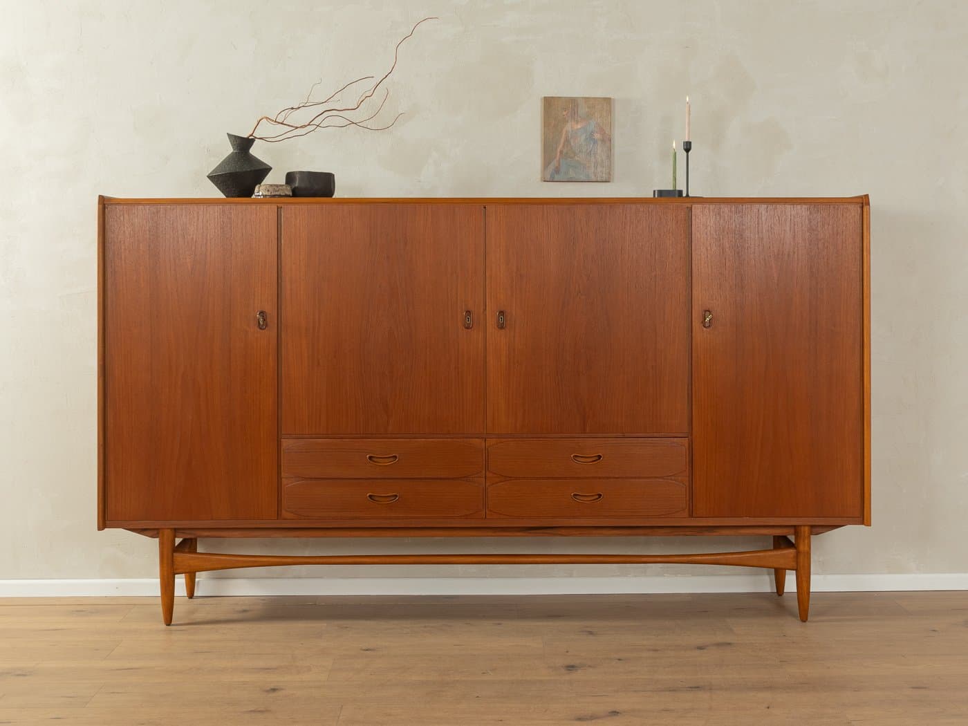 Highboard skandynawski, brązowy, teak, Niemcy, lata 60. - 285844