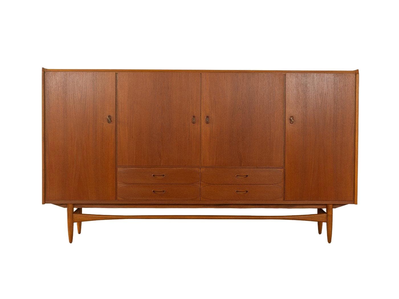 Highboard skandynawski, brązowy, teak, Niemcy, lata 60.