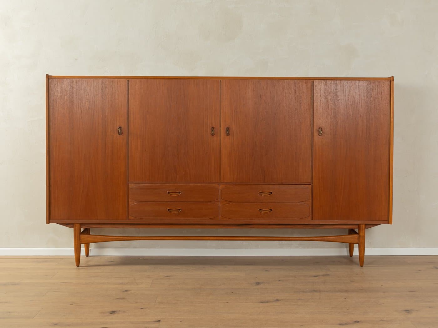 Highboard skandynawski, brązowy, teak, Niemcy, lata 60. - 285846