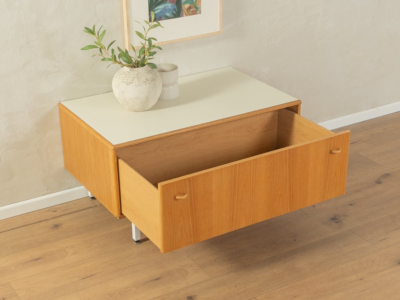 Komoda, brązowy dąb, stal biały, Niemcy, lata 80. - 285839