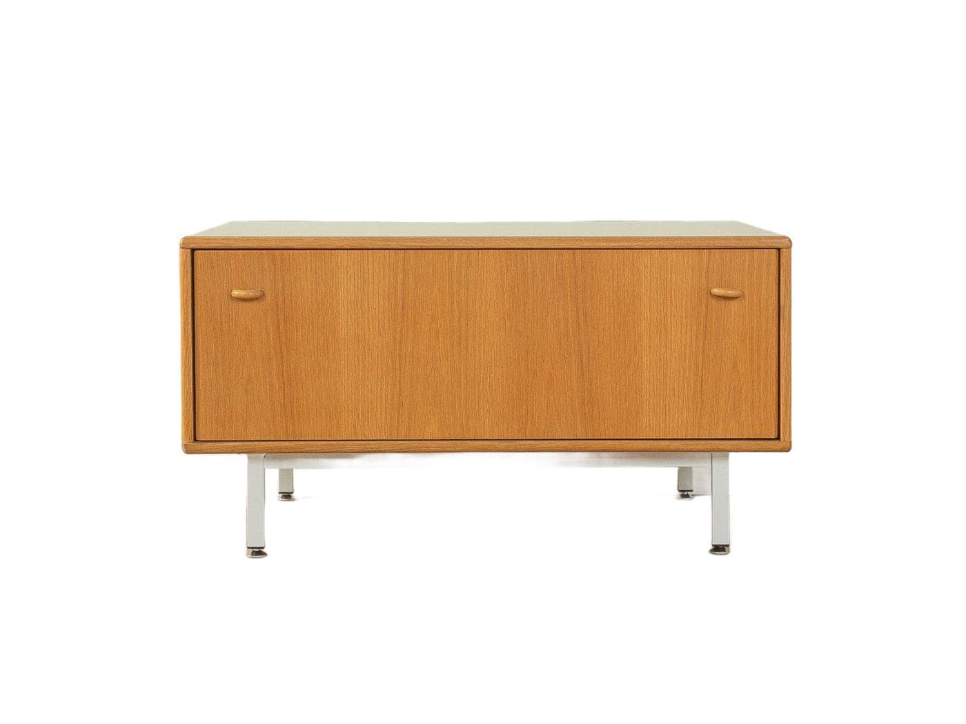 Komoda, brązowy dąb, stal biały, Niemcy, lata 80.