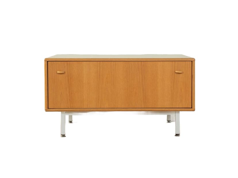 Komoda, brązowy dąb, stal biały, Niemcy, lata 80.