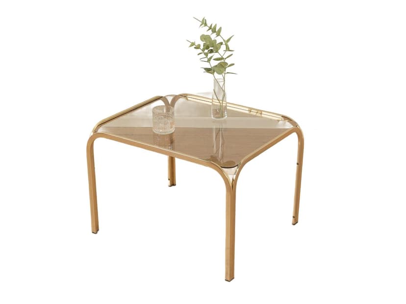 Side table, transparent glass, gold metal, Germany, 1970s.