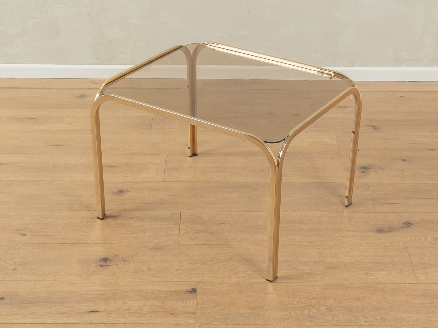 Side table, transparent glass, gold metal, Germany, 1970s. - 285821