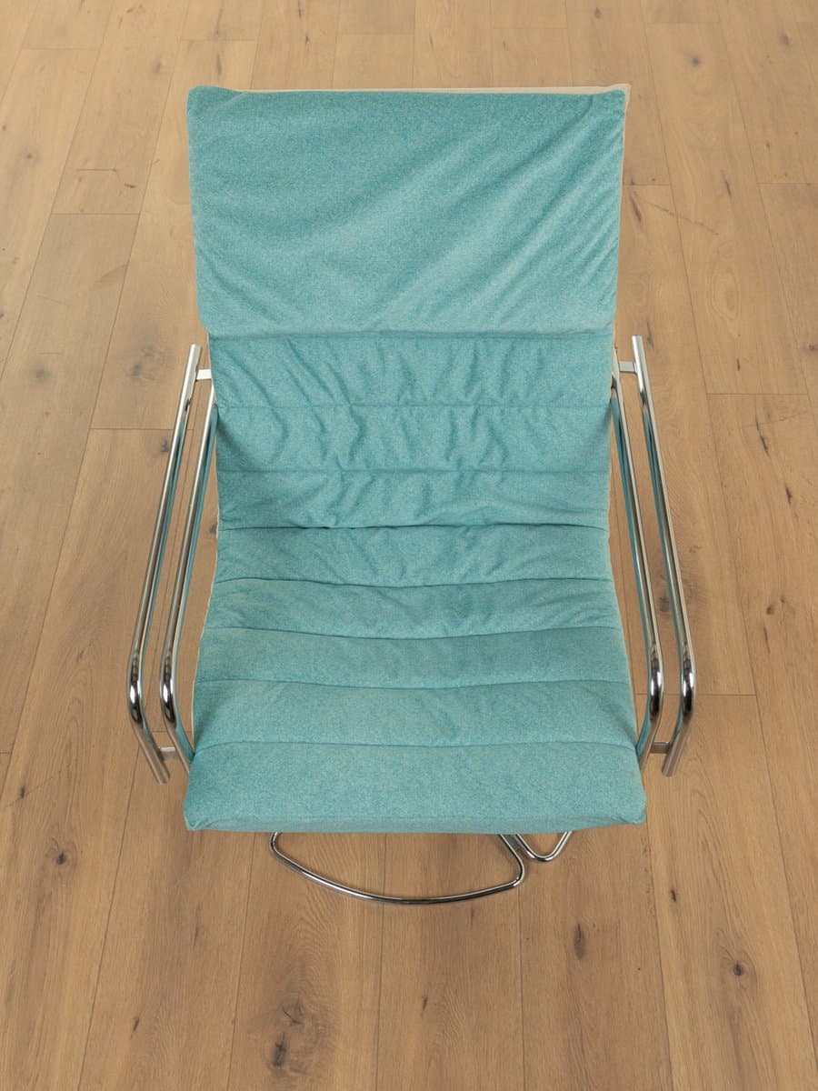 Fotel obrotowy, zielony, stal nierdzewna, tkanina, Niemcy, lata 80. - 285787