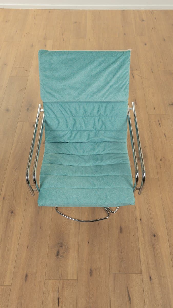 Fotel obrotowy, zielony, stal nierdzewna, tkanina, Niemcy, lata 80. - 285788