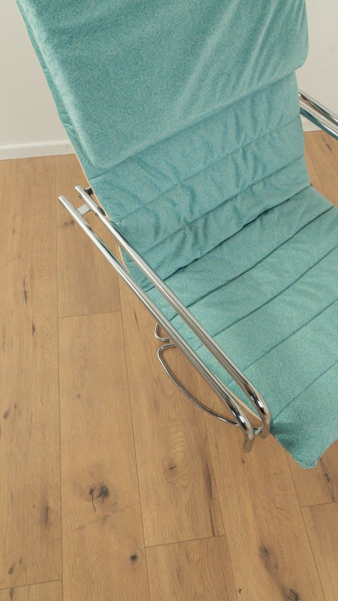 Fotel obrotowy, zielony, stal nierdzewna, tkanina, Niemcy, lata 80. - 285785