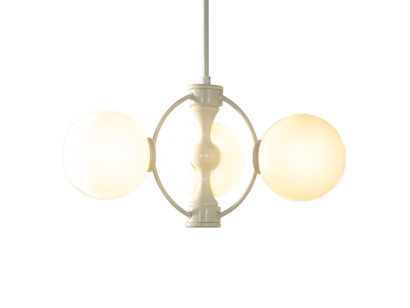 Pendant Lamp Space Age, white, metal, glass, Germany, 1970s.