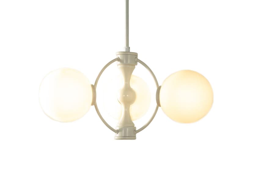 Pendant Lamp Space Age, white, metal, glass, Germany, 1970s.