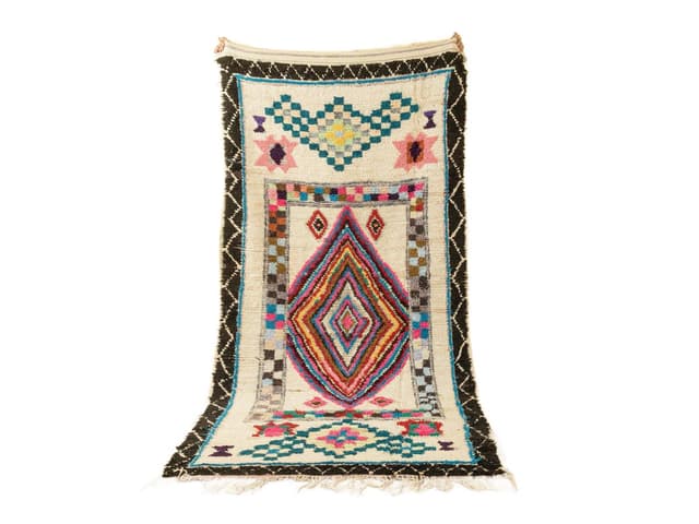 Dywan Azilal, 275x130 cm, multikolor, bawełna, Maroko, lata 70. - WYMIARY