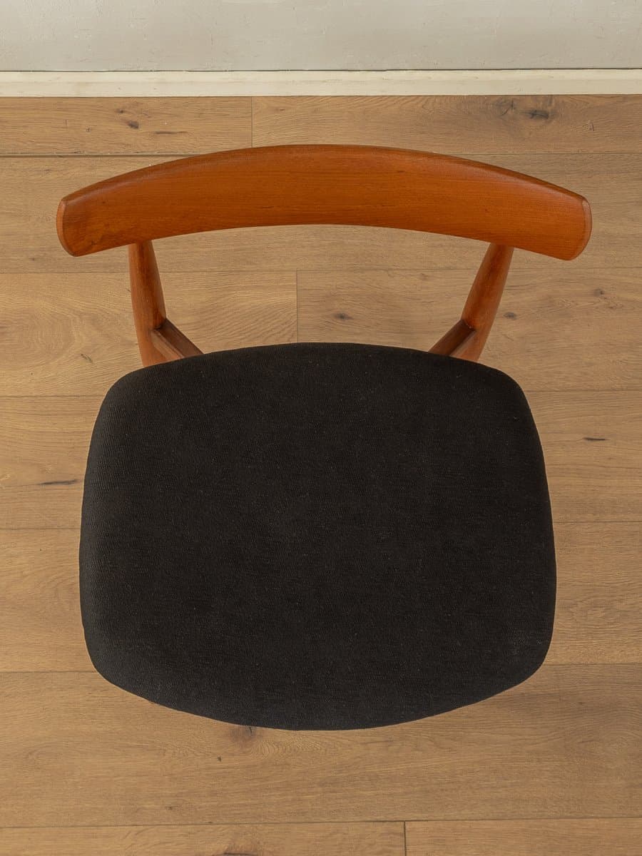 Krzesło do jadalni, teak brązowy, tkanina czarna, proj. H.W. Klein, Norwegia, lata 60. - 285672