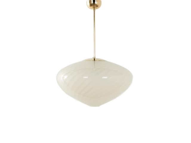 Lampa sufitowa Bauhaus, szkło białe, Niemcy, lata 50. - WYMIARY