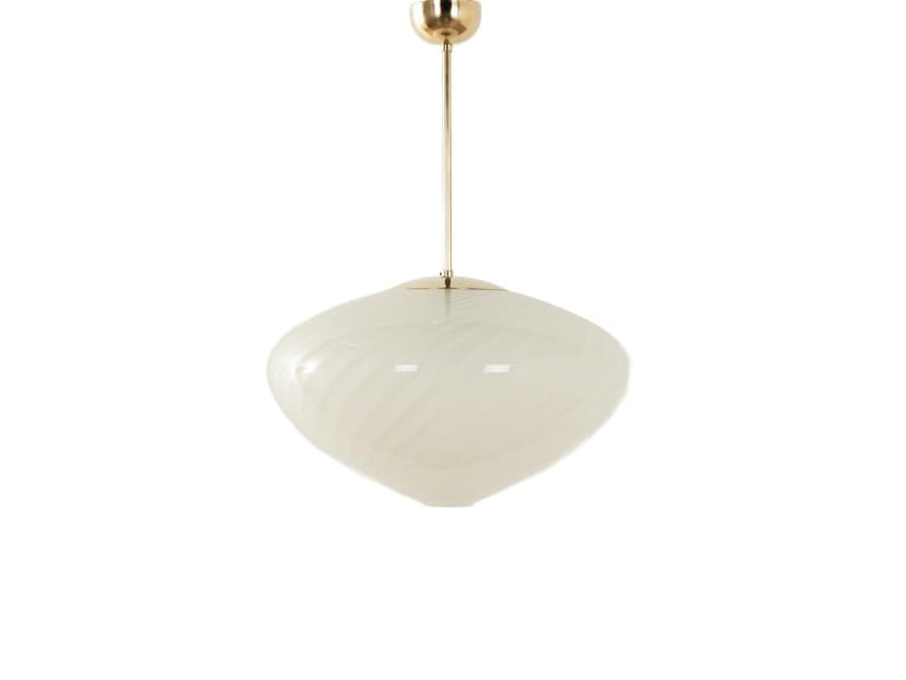 Lampa sufitowa Bauhaus, szkło białe, Niemcy, lata 50.