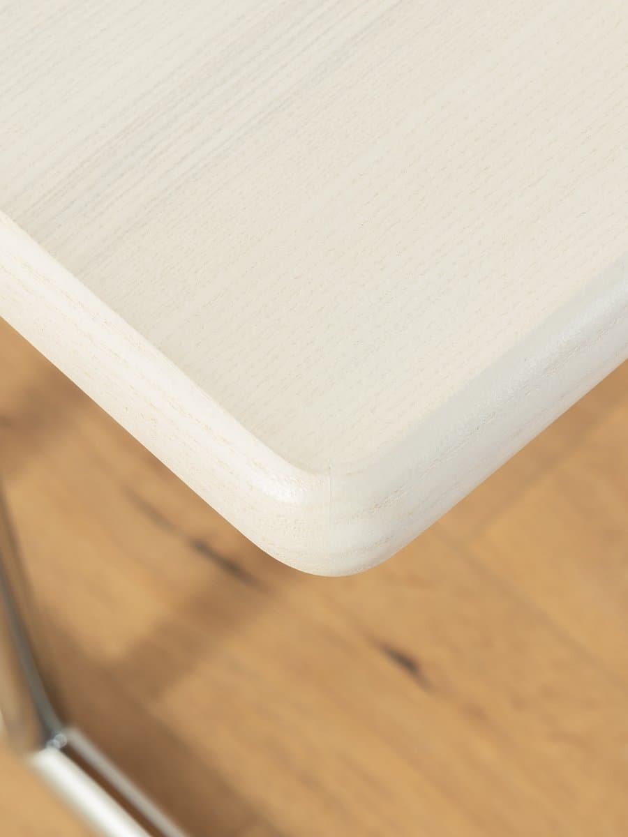 Desk, whitewashed ash, chrome-plated steel, Germany, 1980s. - 285635