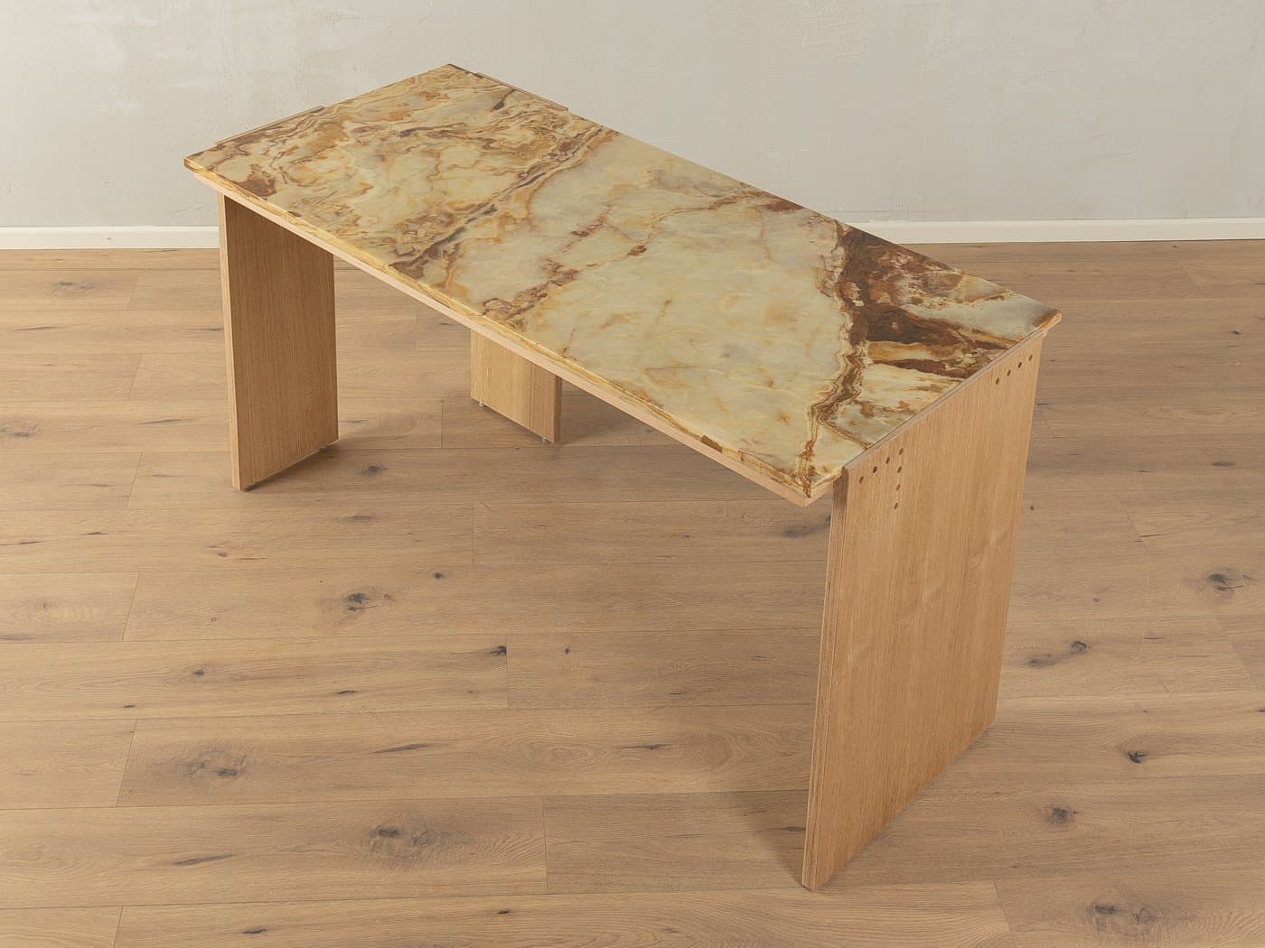 Desk, beige oak, beige onyx, Germany, 1960s - 285624