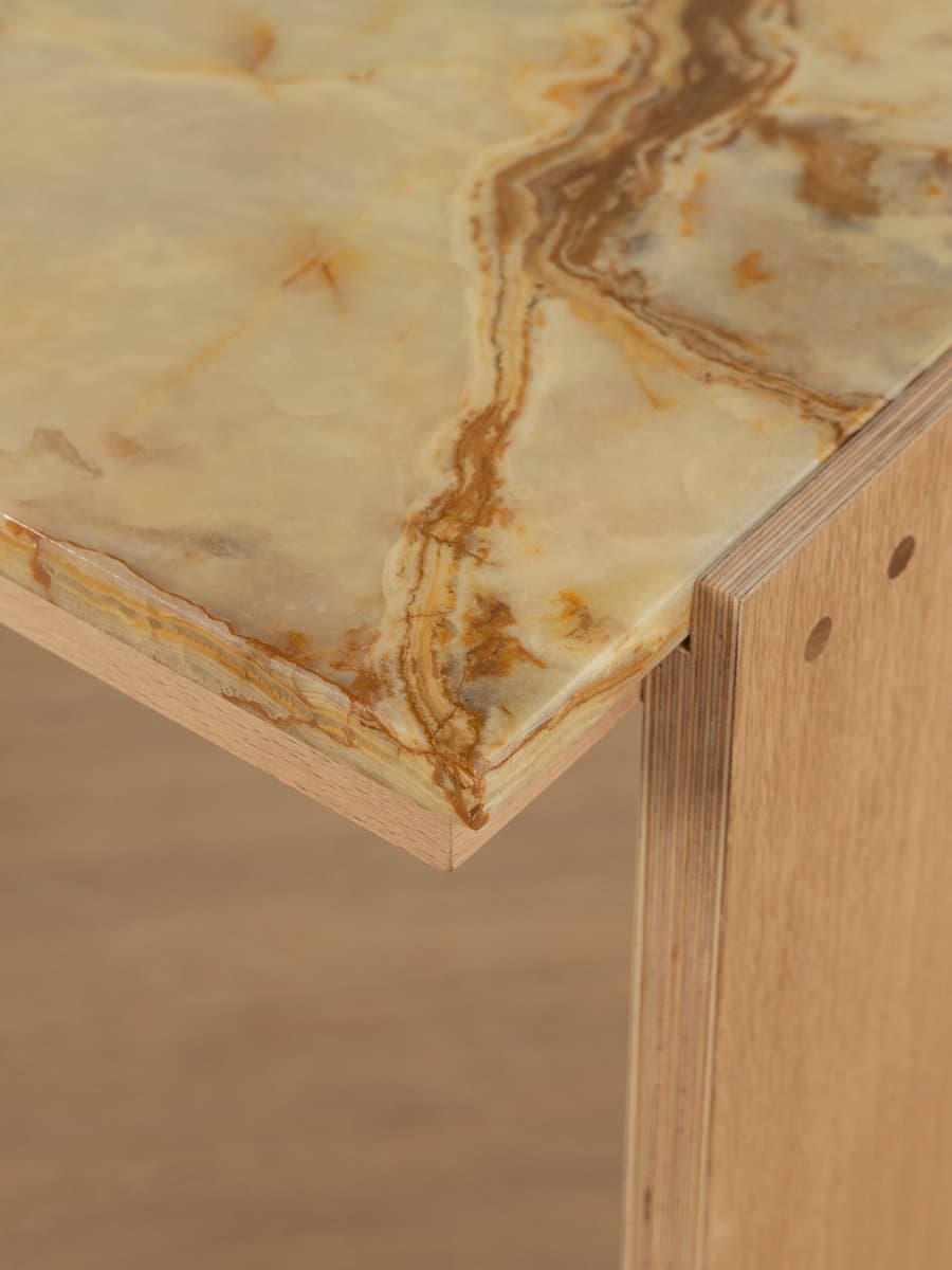 Desk, beige oak, beige onyx, Germany, 1960s - 285626