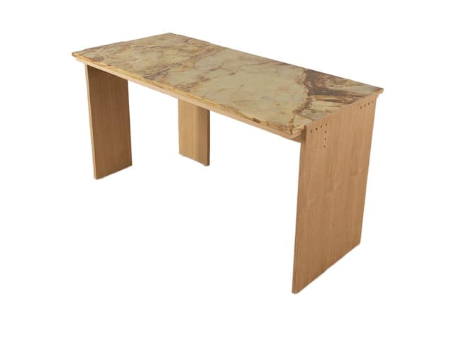 Desk, beige oak, beige onyx, Germany, 1960s - DIMENSION