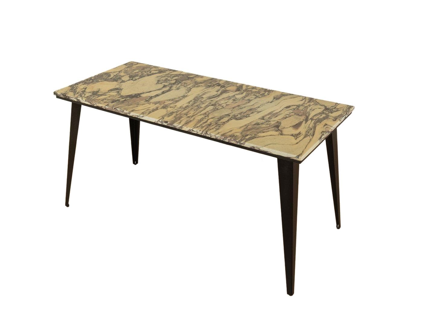 Desk, beige marble, black steel, Germany, 1960s.