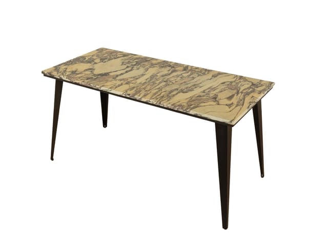 Desk, beige marble, black steel, Germany, 1960s. - DIMENSION