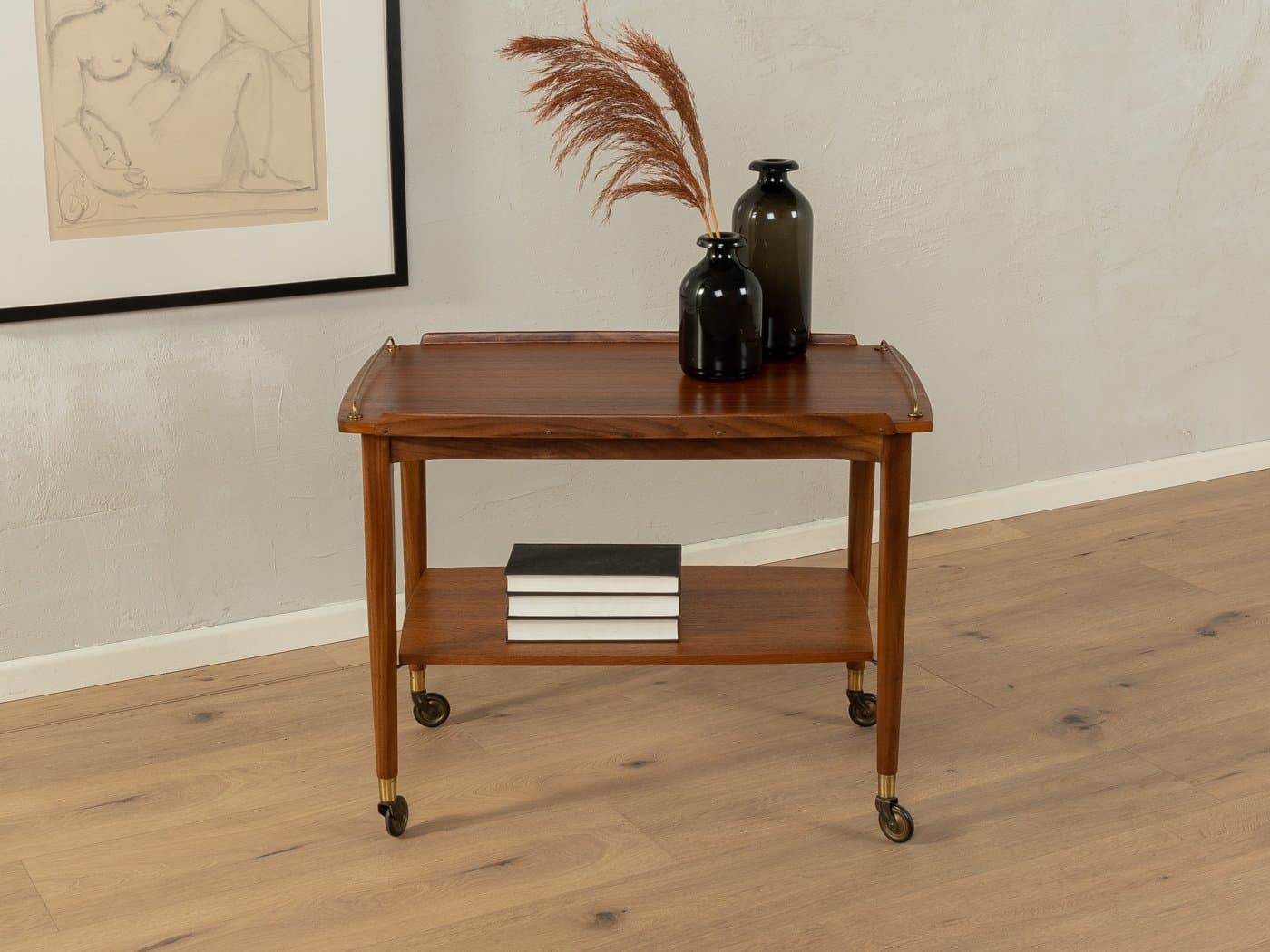 Bar Cart Ilse Möbel, brown, teak, brass, Germany, 1960s. - 285593