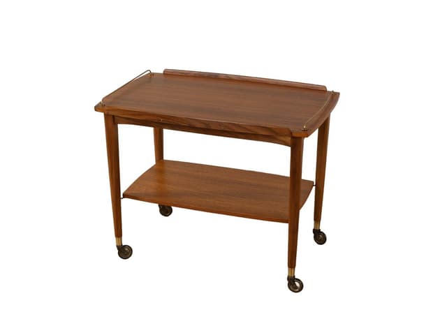 Bar Cart Ilse Möbel, brown, teak, brass, Germany, 1960s. - DIMENSION