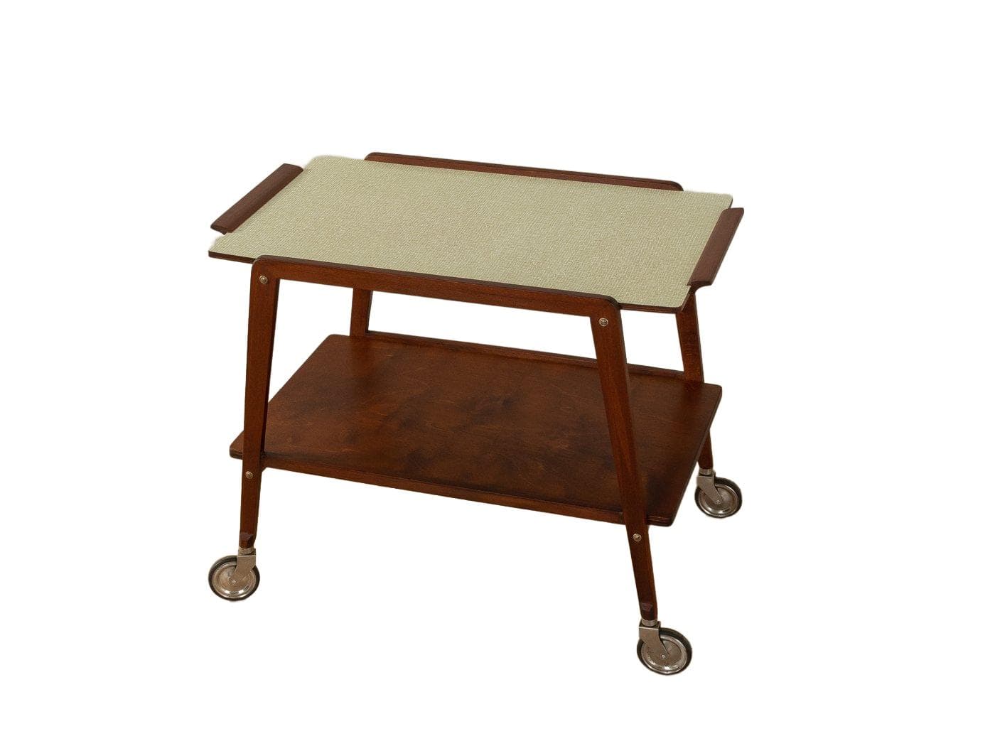 Serving trolley, brown walnut, brass, Germany, 1950s.
