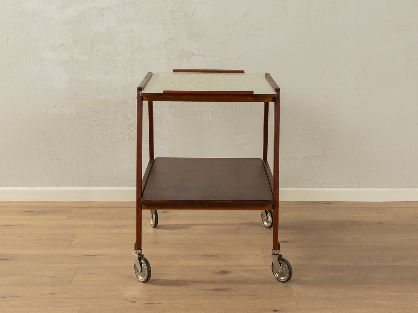Serving trolley, brown walnut, brass, Germany, 1950s. - 285584