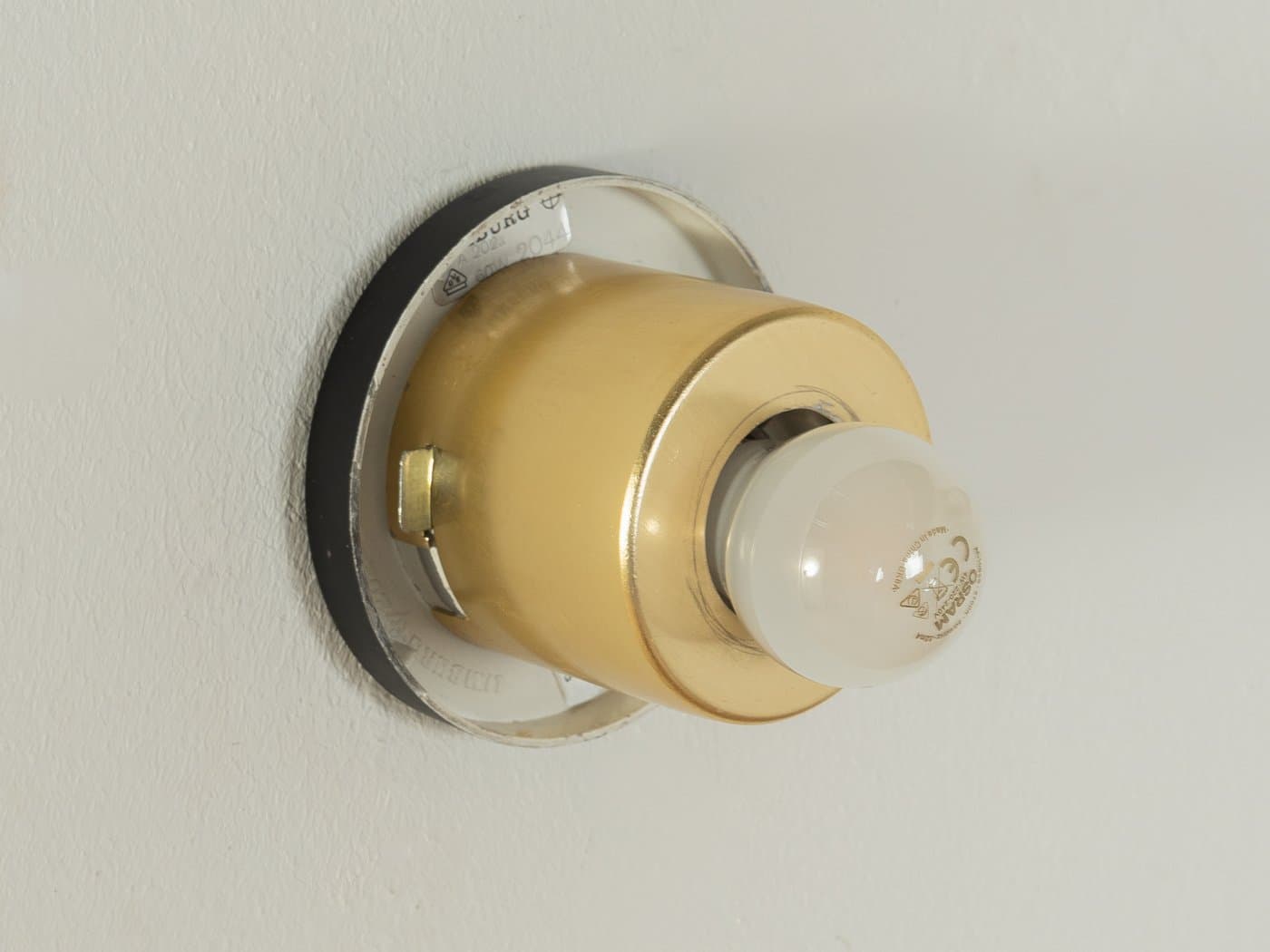 Kinkiet, jasnobursztynowy, szkło, proj. H. Tynell, Limburg, Niemcy, lata 60. - 285576