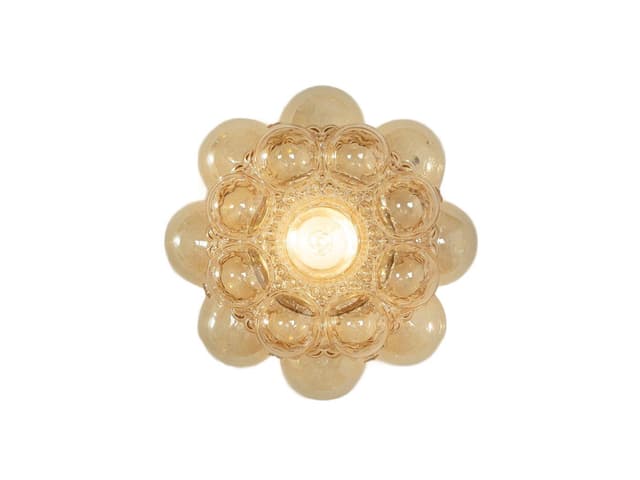 Kinkiet, jasnobursztynowy, szkło, proj. H. Tynell, Limburg, Niemcy, lata 60. - WYMIARY