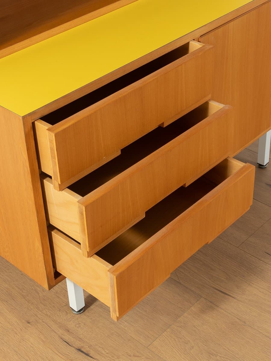 Komoda dwuczęściowa, jesion brązowy, stal biała, Niemcy, lata 60. - 285517