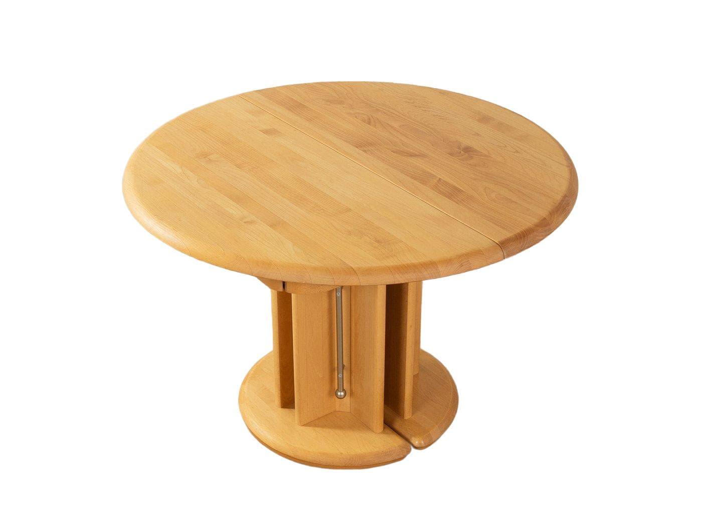 Dining Table Postmodernism, brown cherry wood, gold metal, Germany, 1980s.