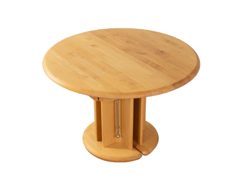 Dining Table Postmodernism, brown cherry wood, gold metal, Germany, 1980s.