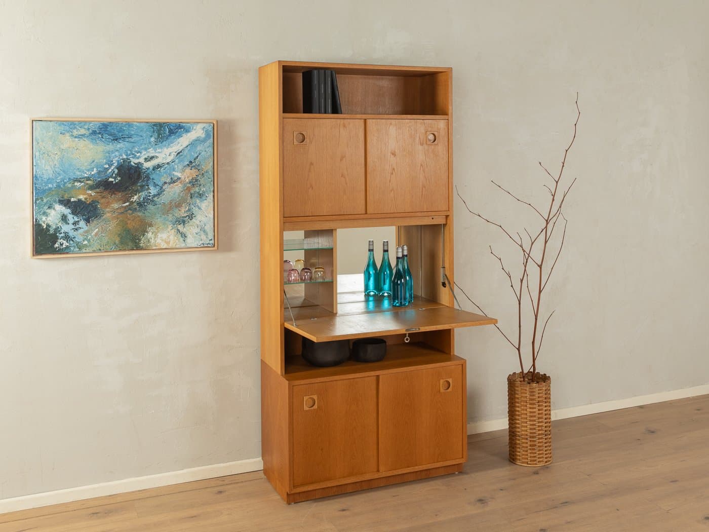 Barek, Oldenburger Möbelwerkstätten, dąb brązowy, Niemcy, lata 50. - 285493