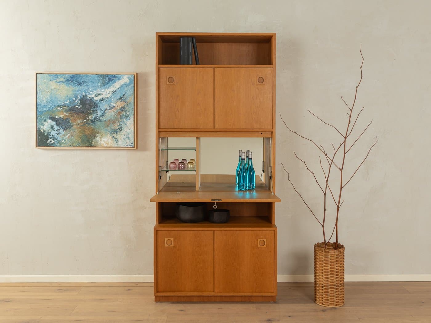 Barek, Oldenburger Möbelwerkstätten, dąb brązowy, Niemcy, lata 50. - 285491