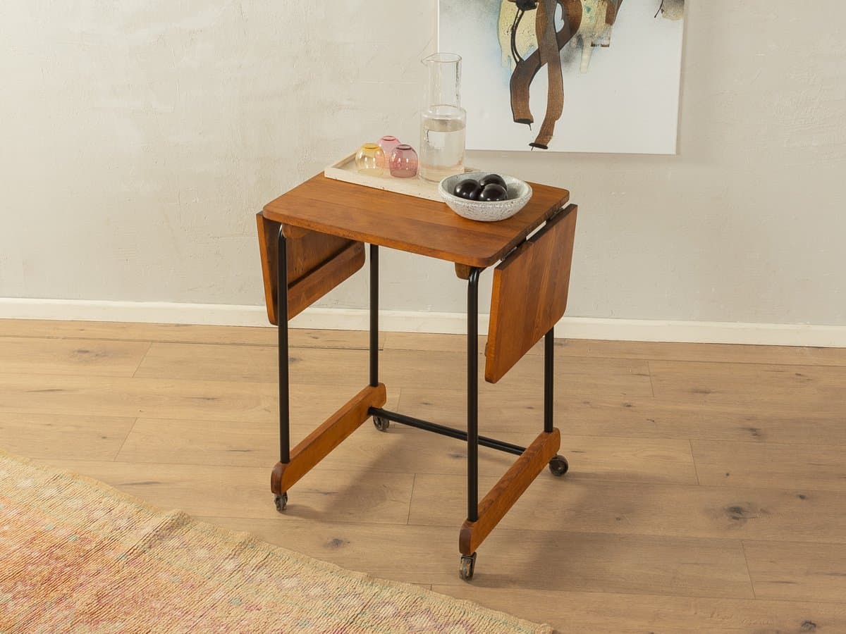 Wózek barowy Art Deco, buk brązowy, metal czarny, Niemcy, lata 20. - 285461