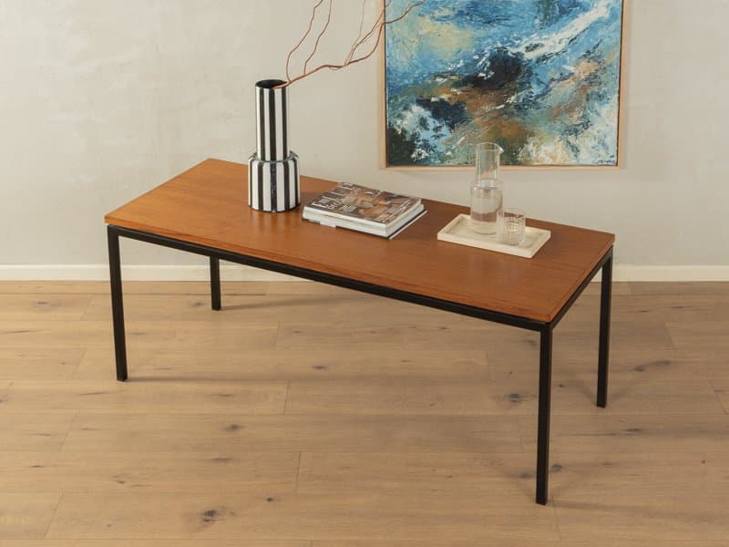 Coffee Table, brown teak, black steel, Germany, 1950s - 285443
