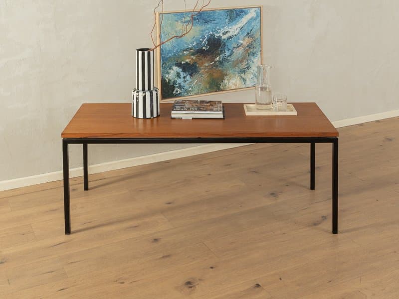 Coffee Table, brown teak, black steel, Germany, 1950s - 285442