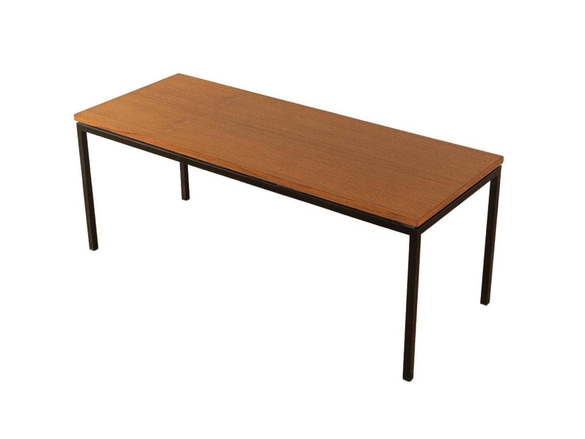 Coffee Table, brown teak, black steel, Germany, 1950s