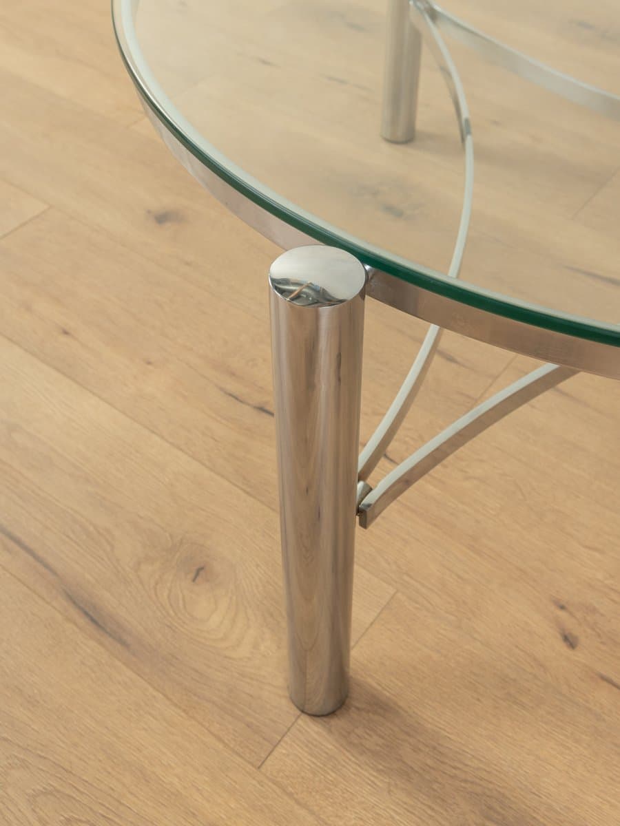 Coffee table, transparent glass, stainless steel, Germany, 1990s. - 285413