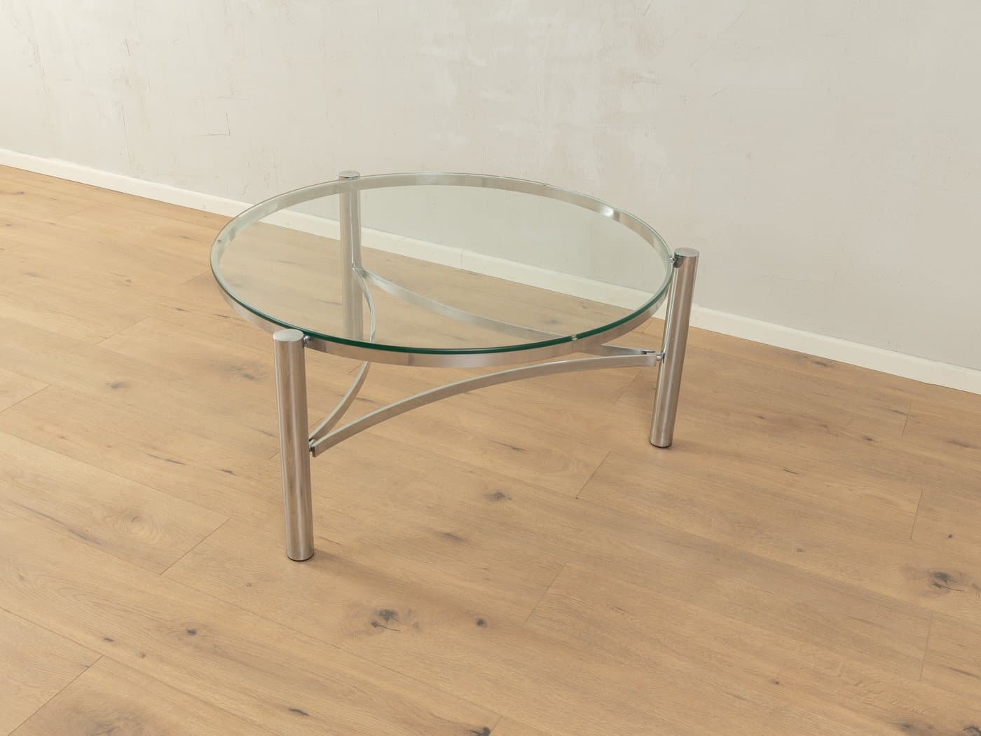 Coffee table, transparent glass, stainless steel, Germany, 1990s. - 285409