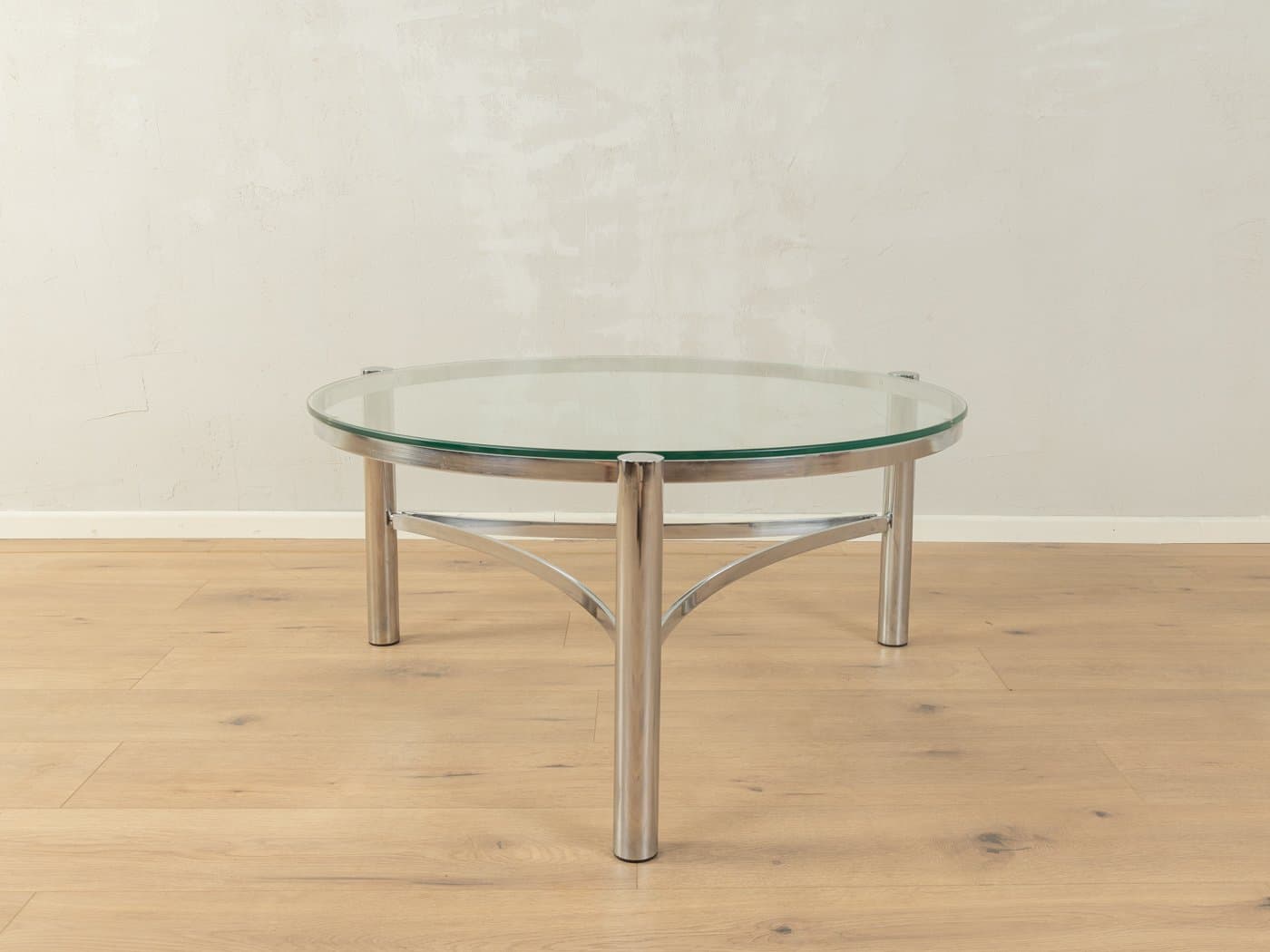 Coffee table, transparent glass, stainless steel, Germany, 1990s. - 285416