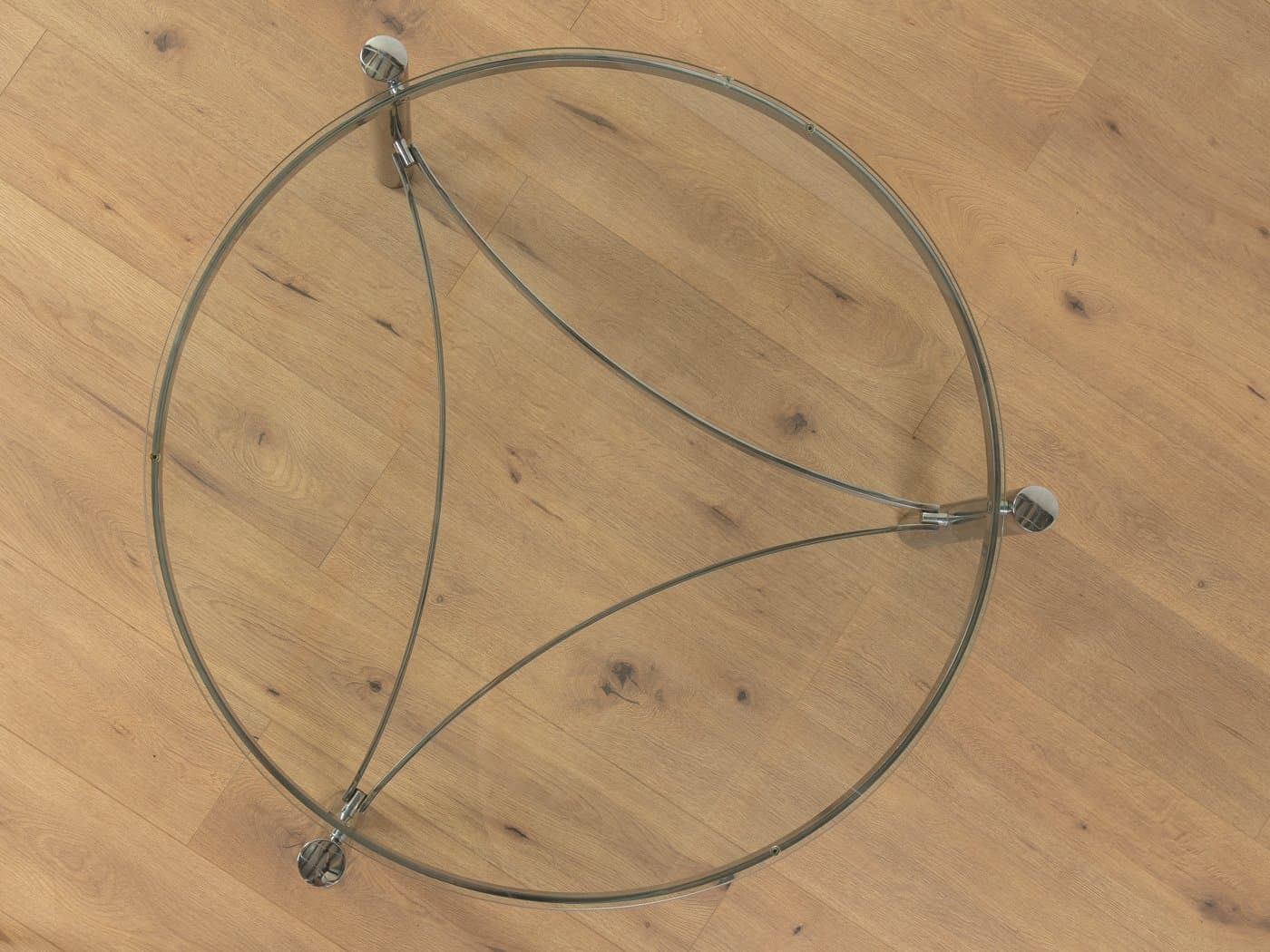 Coffee table, transparent glass, stainless steel, Germany, 1990s. - 285412