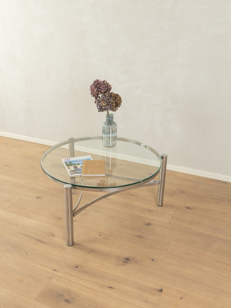 Coffee table, transparent glass, stainless steel, Germany, 1990s. - 285410