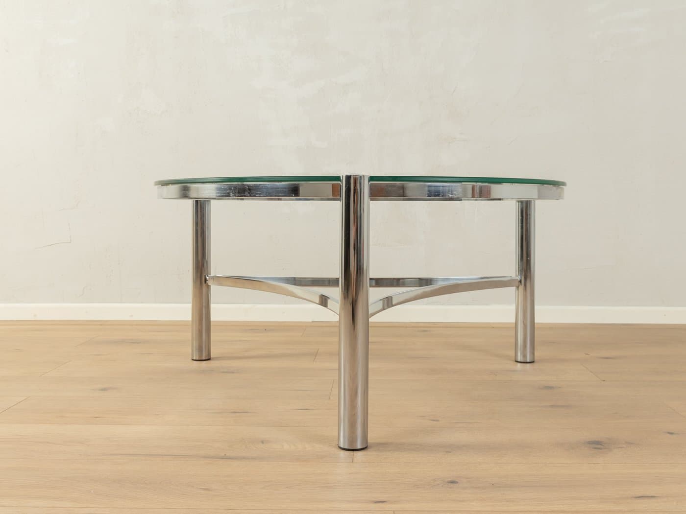 Coffee table, transparent glass, stainless steel, Germany, 1990s. - 285411