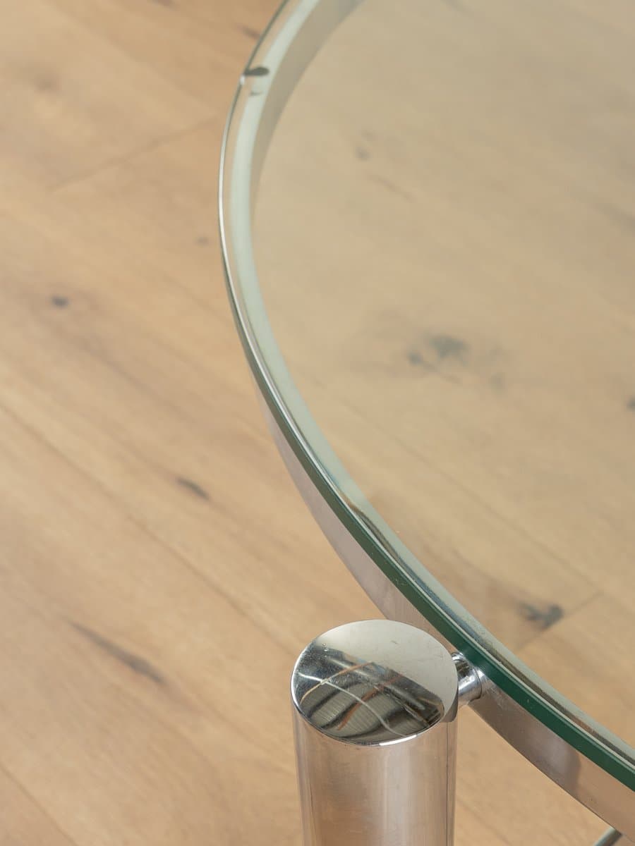 Coffee table, transparent glass, stainless steel, Germany, 1990s. - 285415