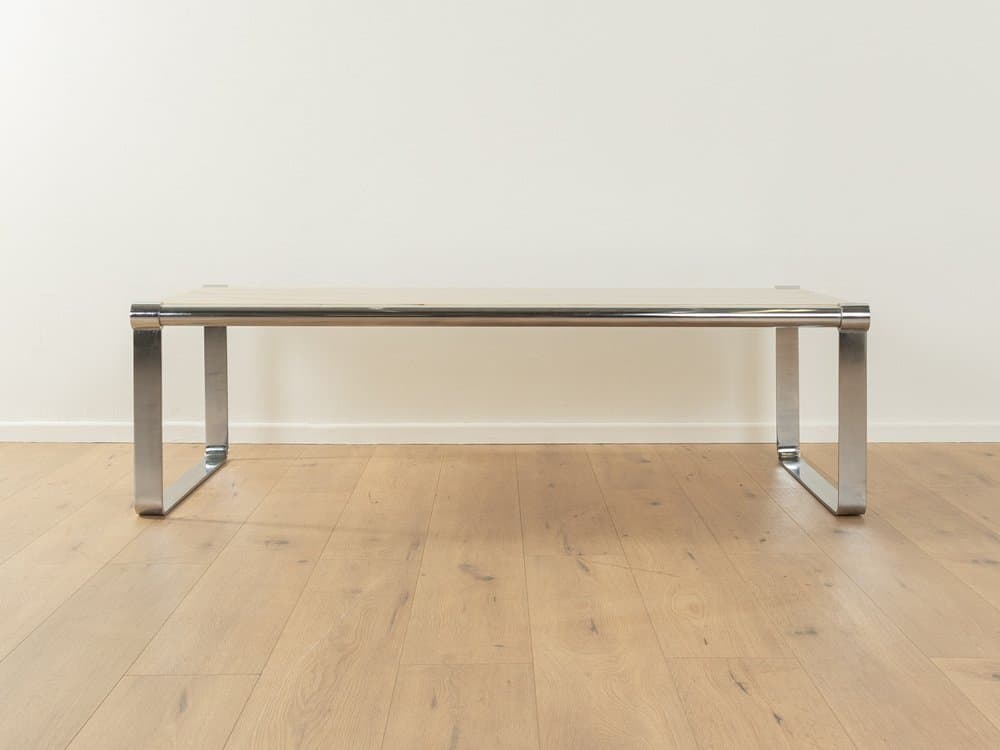 Stolik kawowy Onyx, marmur beżowy, stal nierdzewna srebrna, Niemcy, lata 70. - 285402