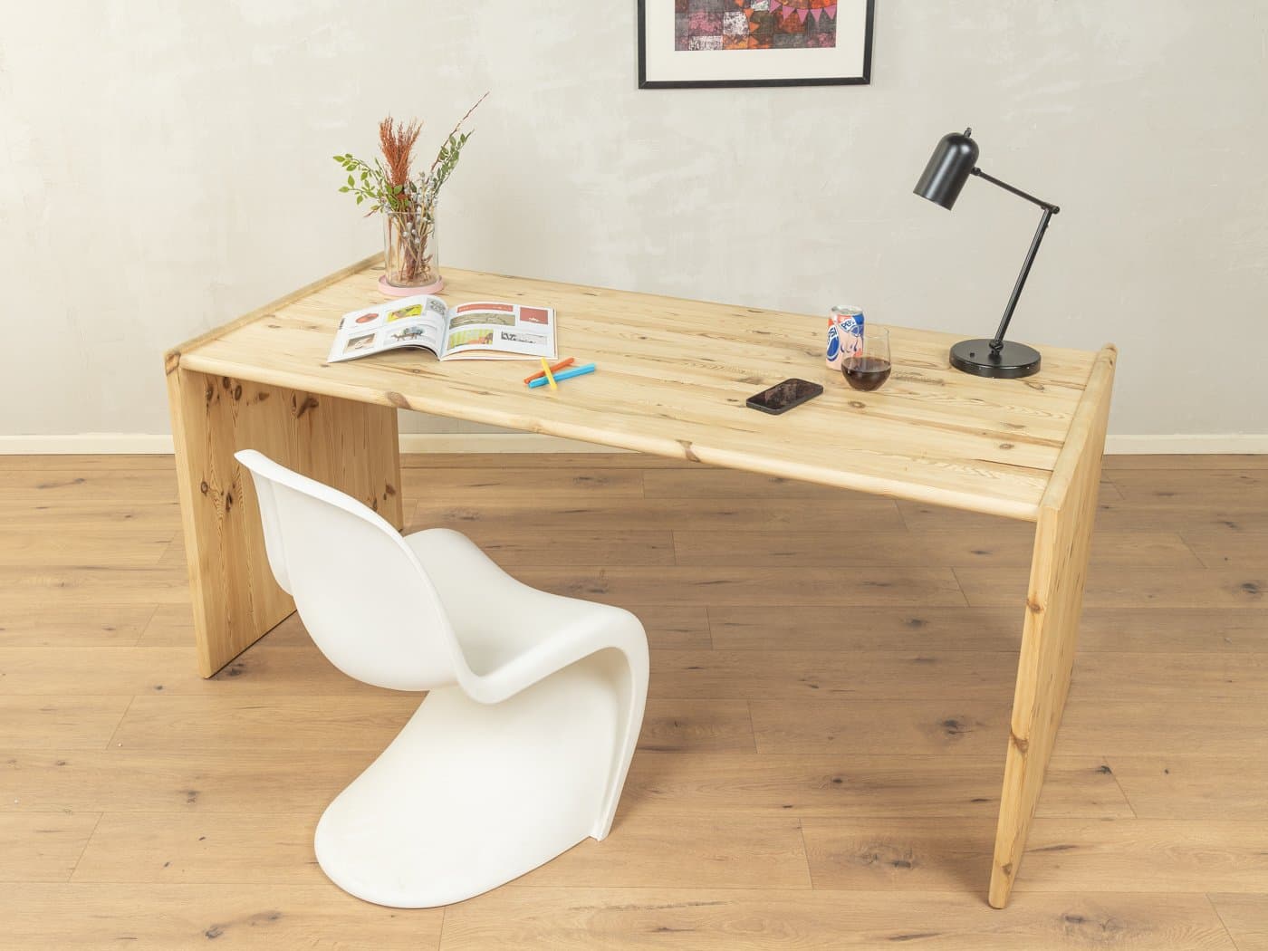 Desk, brown pine, Germany, 1980s. - 285351