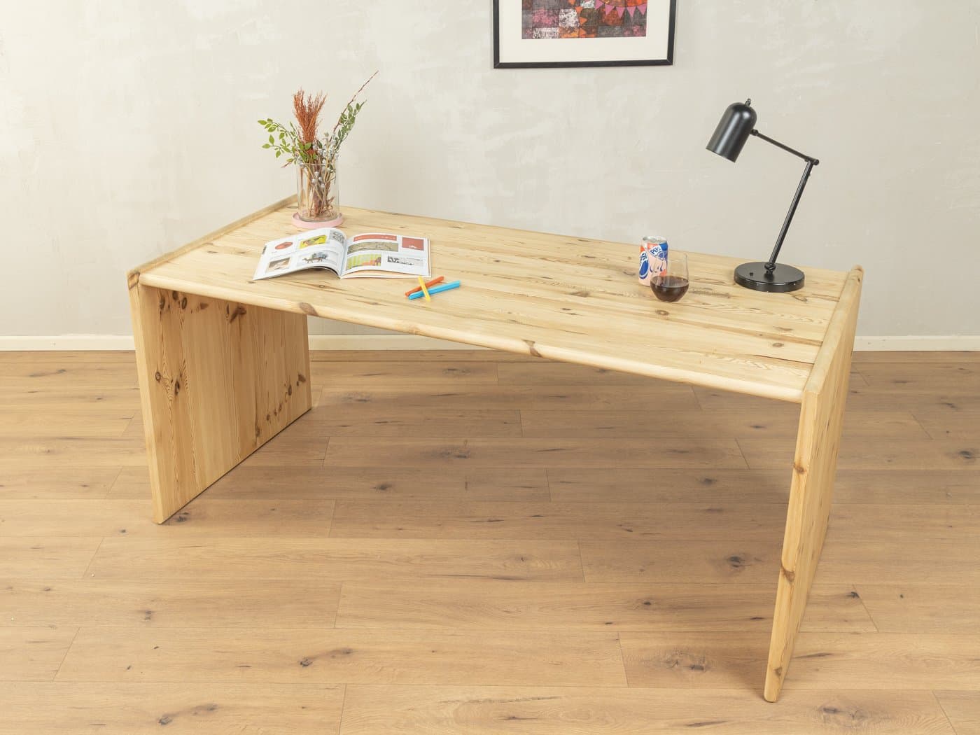 Desk, brown pine, Germany, 1980s. - 285350
