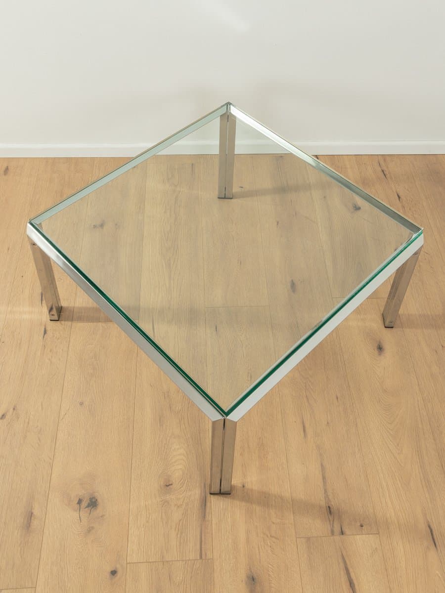 Stolik kawowy, szkło transparentne, stal nierdzewna srebrna, Niemcy, lata 60. - 285317